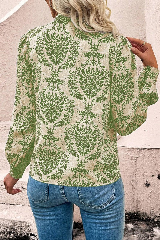 Bohemian Floral Long Sleeve Blouse