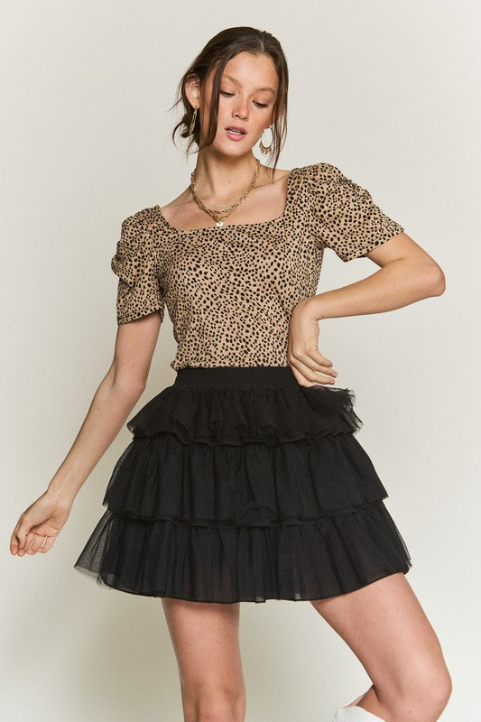 Layered Mesh Tiered Mini Skirt