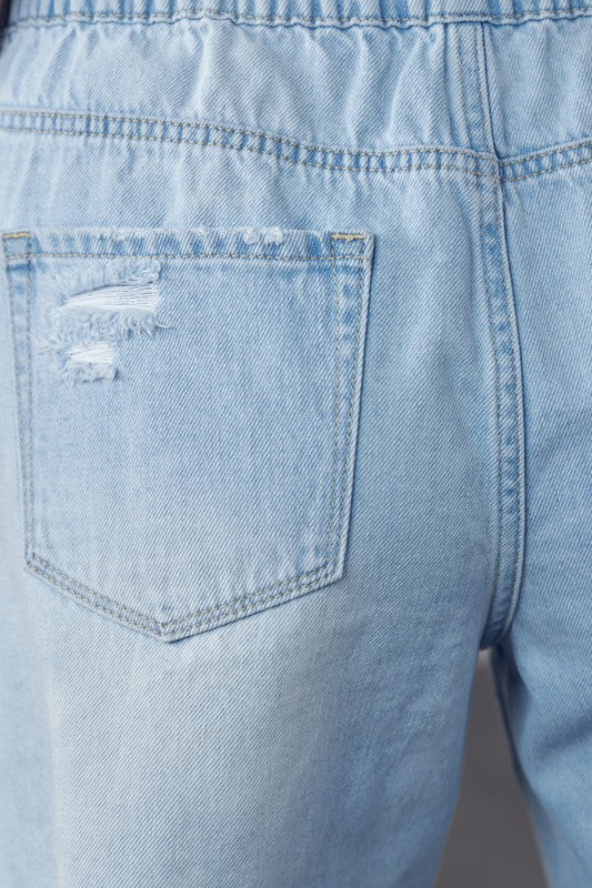 Raw Hem High Rise Drawstring Shorts