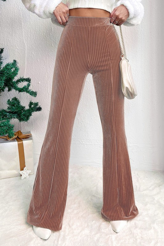 Ribbed Flattering High Waist Flare Pants