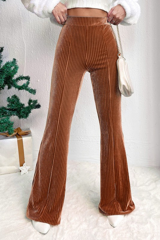 Ribbed Flattering High Waist Flare Pants