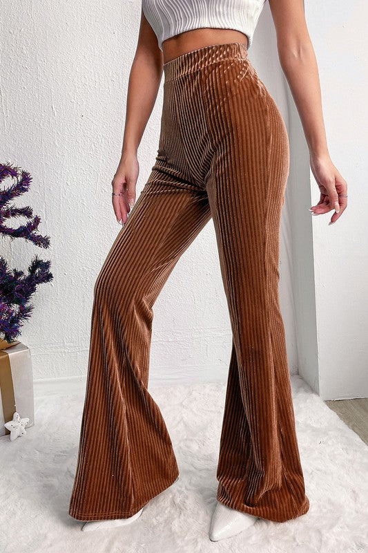 Ribbed Flattering High Waist Flare Pants