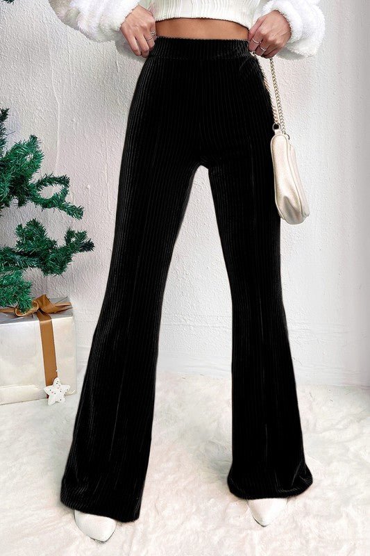 Ribbed Flattering High Waist Flare Pants
