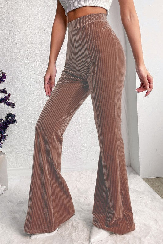 Ribbed Flattering High Waist Flare Pants