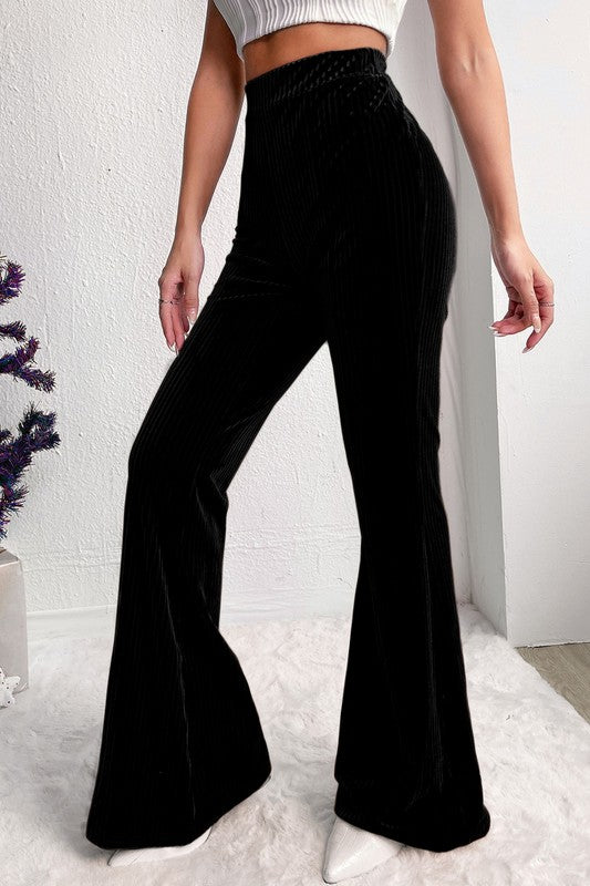 Ribbed Flattering High Waist Flare Pants