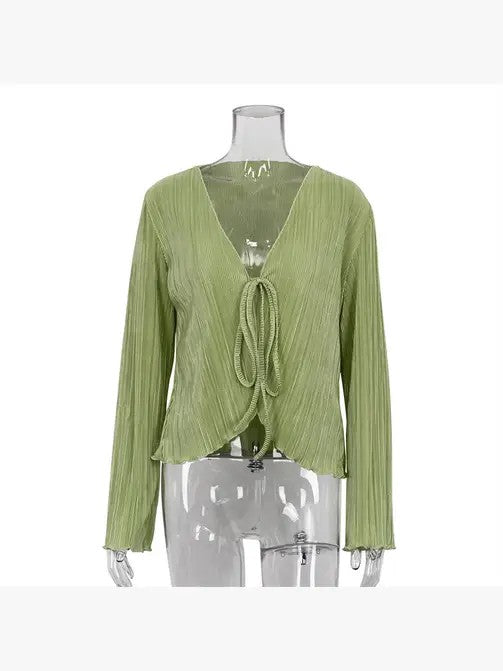 Womens Scallop Trimmed Tie Front Shrug Cardigan